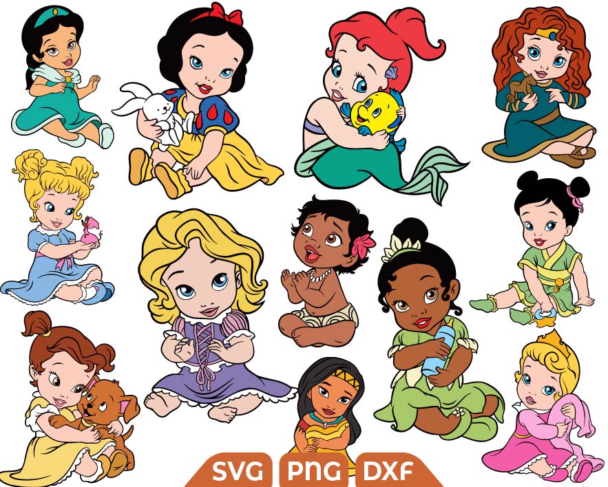 Disney princesses babies svg, disney baby princess svg - Free SVG