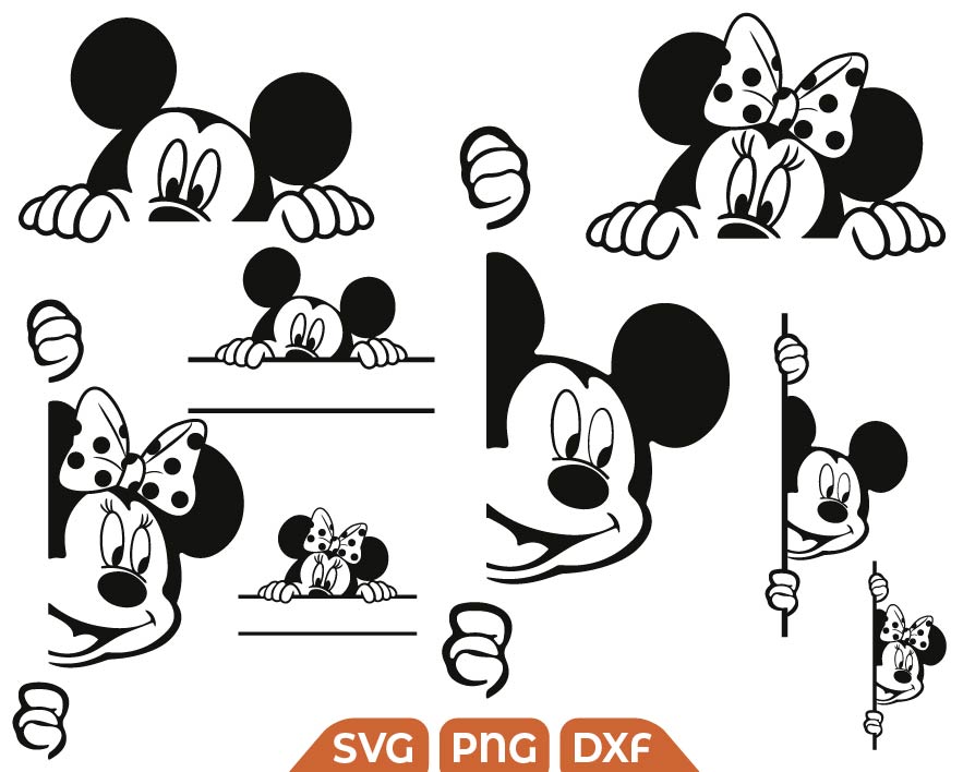 Mickey peeking svg, minnie peeking svg, Disney peeking svg - Free SVG
