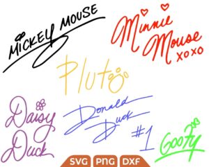 Mickey friends Autographs Svg, Mouse Signatures Svg Png