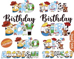 Bundle Toy Story Birthday Design Svg, Toy Story font Svg Png