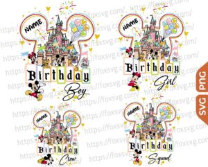 Design Custom Name Mickey Birthday Svg, Mouse Squad Svg Png