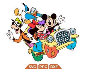 Mickey Friends Car Svg Png, Mouse Family Trip Svg